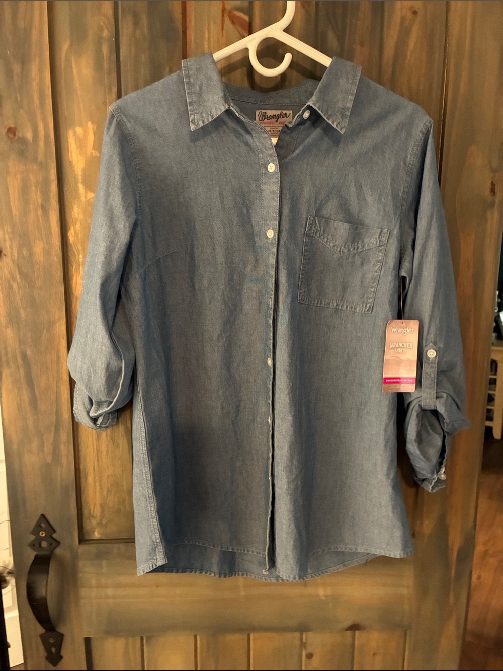 Wrangler Rancher Light Blue Denim Button-Down Shirt